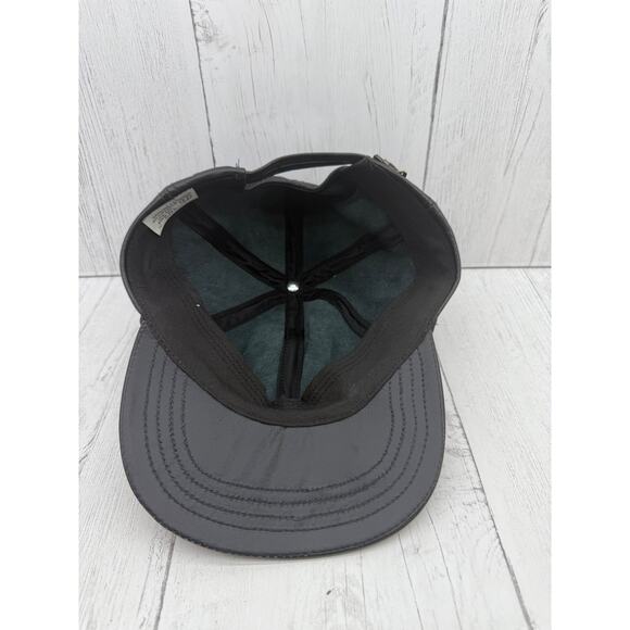Black Leather Lambskin Baseball Cap Hat Union Hatters Made in USA Vtg Unisex - Picture 6 of 12